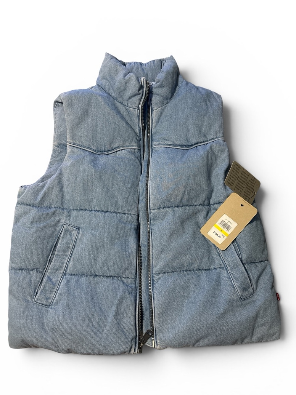 Levi Strauss & Co Size M Puffer Denim Jeans Full Zip Vest Jacket NWT BLUE